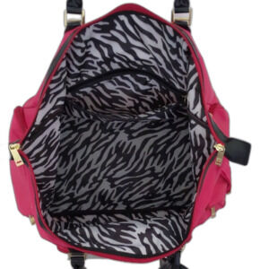 Women's Anne Klein Hot Pink Designer Weekender Travel Duffel Bag Zebra Interior